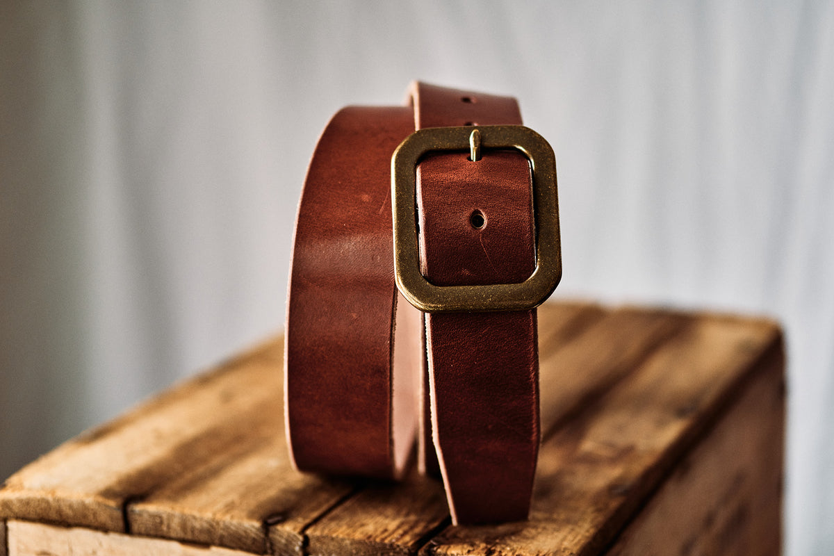 Heritage Leather Belt Curtis Rempel Handcrafted Curt + Myr Co. Mennonite Store, La Crete, Alberta, Canada