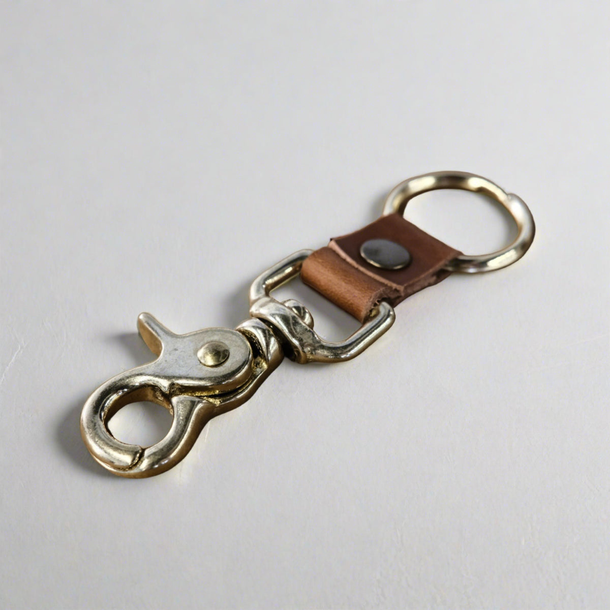 Leather and Brass Keychain Curtis Rempel Handcrafted Curt + Myr Co. Mennonite Store, La Crete, Alberta, Canada